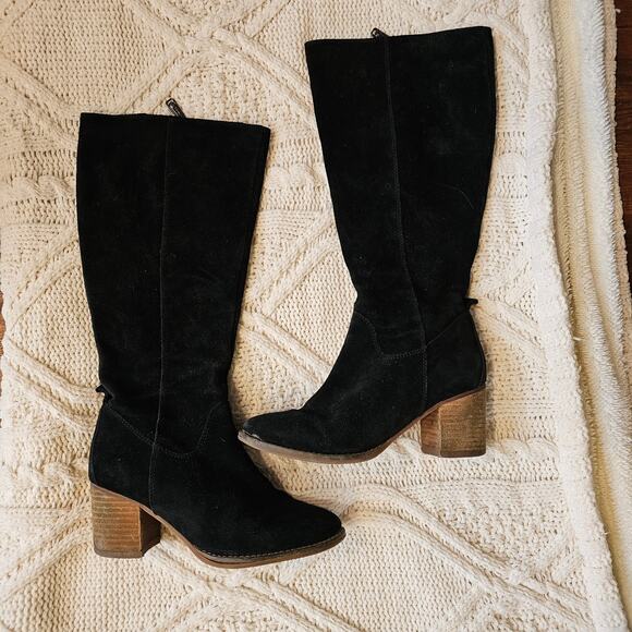 Blondo Women's Waterproof Nicola Side Zip Leather Suede Tall Boots Size 7M Black - Picture 1 of 6